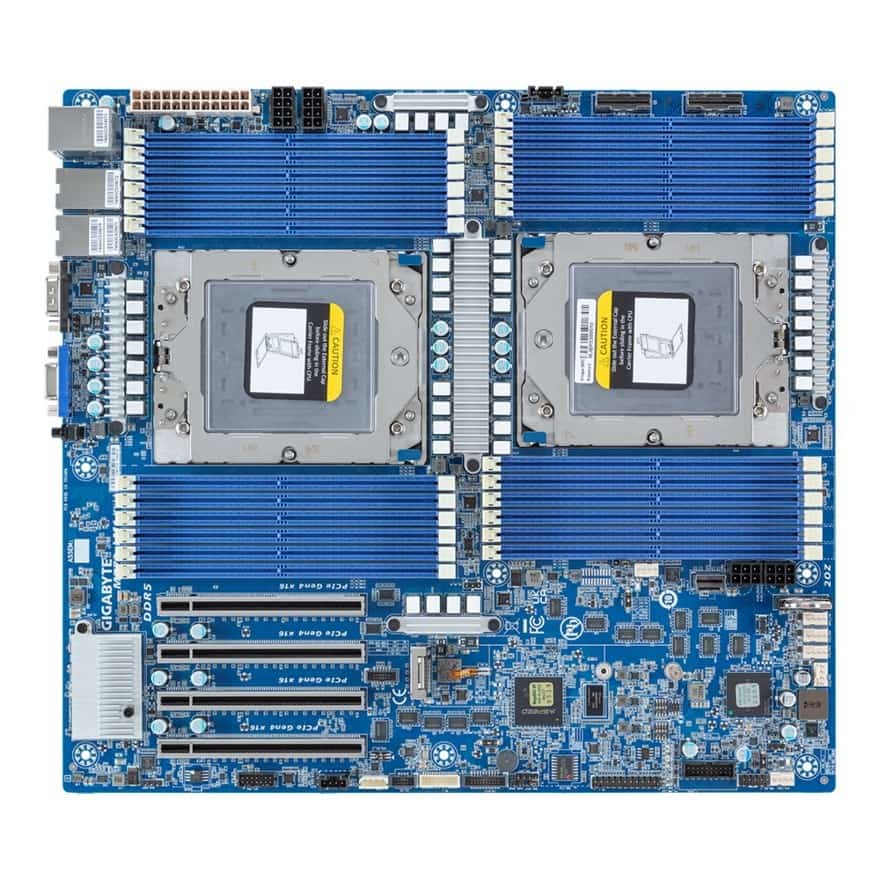 Płyta główna Gigabyte MZ73-LM1 2x SP5 AMD Epyc 9004 SoC (24x DIMM, 3x SlimSAS, 1xM.2, 2x10Gbe, IPMI, E-ATX)