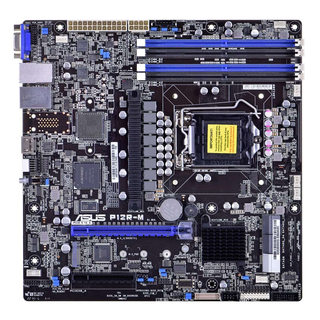 Płyta Serwerowa ASUS P12R-M/ASMB10 LGA-1200,C252, 4*DIMM, 1*PCIe x8 slot, 1*PCIe 16 slot, 6*SATA ports, 1*M2, 2 x Intel® I210AT + 1 x Mgmt LAN, ASMB10, MICROATX