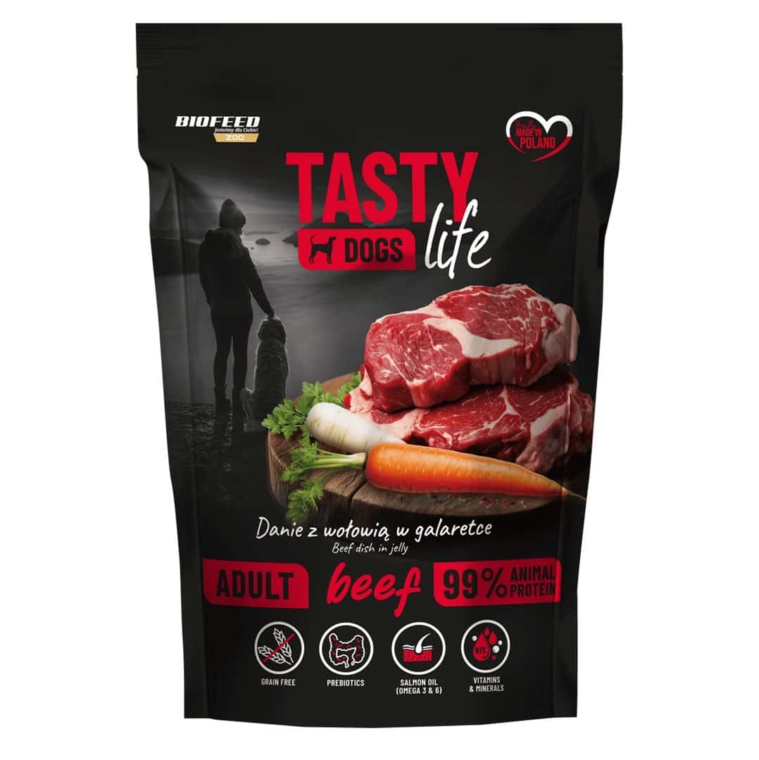 BIOFEED Tasty dog life wołowina 90% saszetka 500g