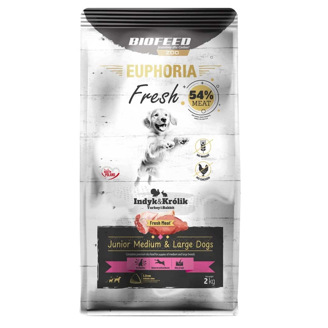 BIOFEED Euphoria Fresh Meat Junior Medium & Large Indyk i Królik 2kg