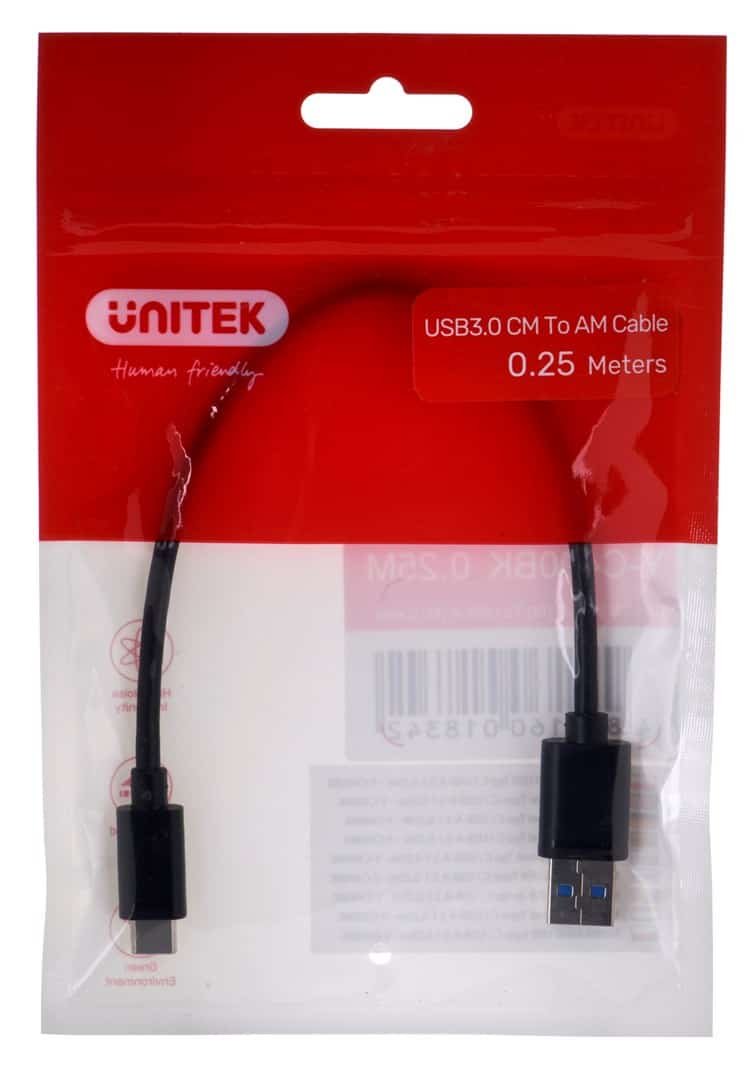 UNITEK KABEL USB-C - USB-A 3.1, 0,25M