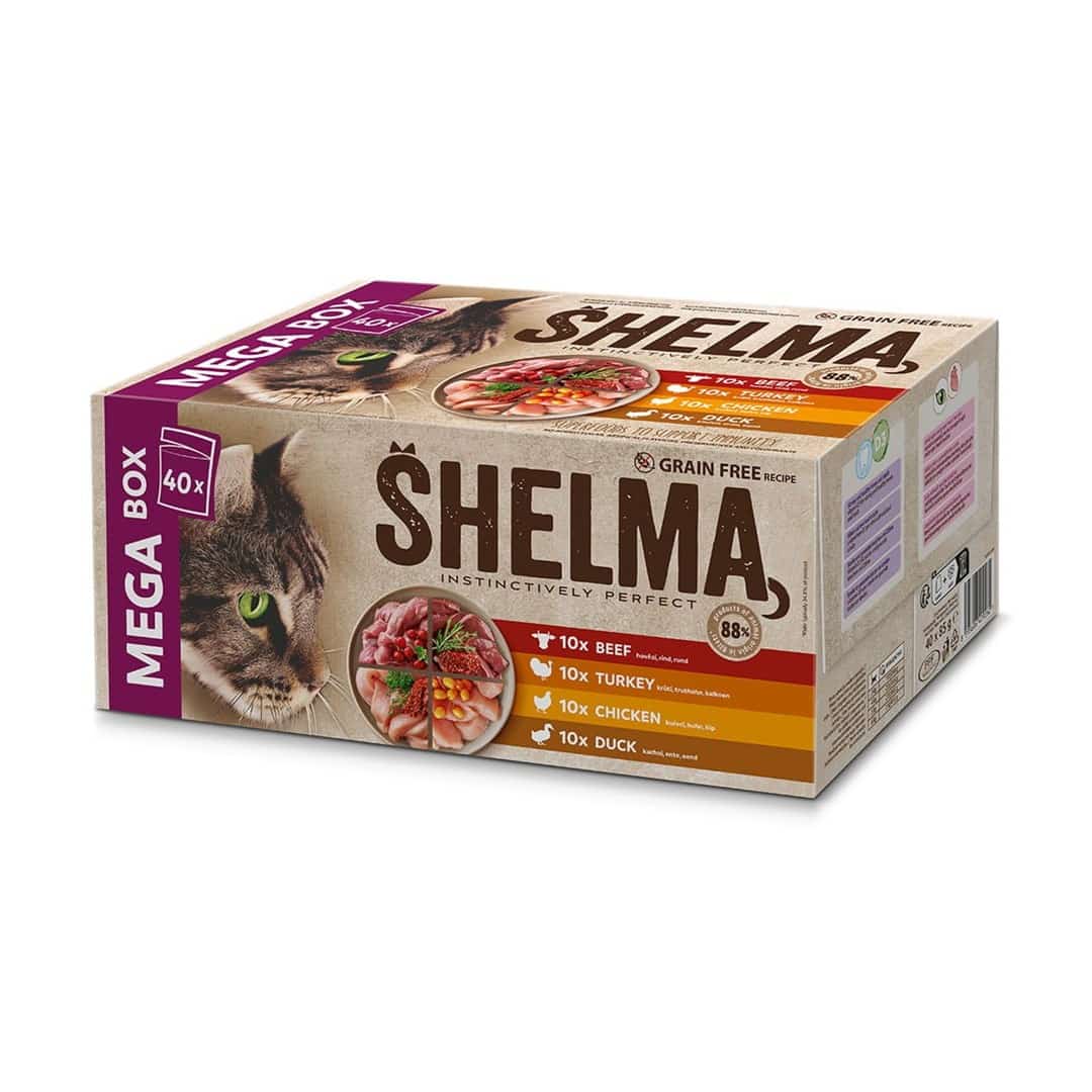 SHELMA saszetki - bezzbożowa wołowina, kaczka, kurczak, indyk 40x85g