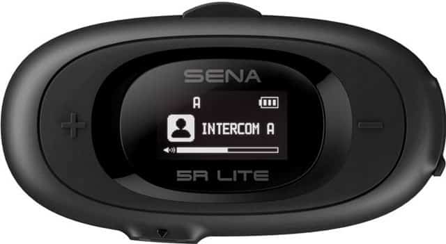 Interkom motocyklowy Sena 5R-01D 5R Lite Bluetooth 5.1 700m z wyświetlaczem LCD i uniwersalnym zestawem mikrofonów na 2 kaski