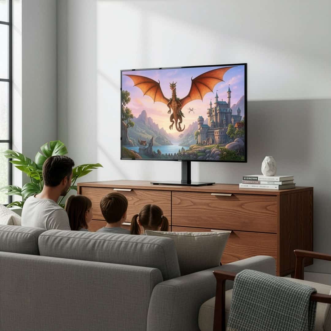 MACLEAN UNIWERSALNY STOJAK DO TV NA SZAFKĘ, , PODSTAWKA, MAX. 35 KG, OBRÓT 20 STOPNI, DLA TV 32-55" MC-132