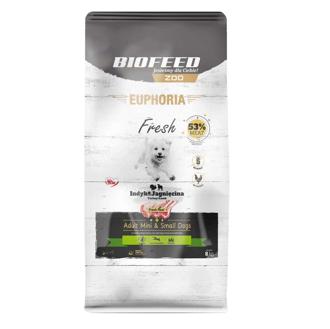 BIOFEED Euphoria Fresh Meat Adult Mini & Small Indyk i Jagnięcina 8kg