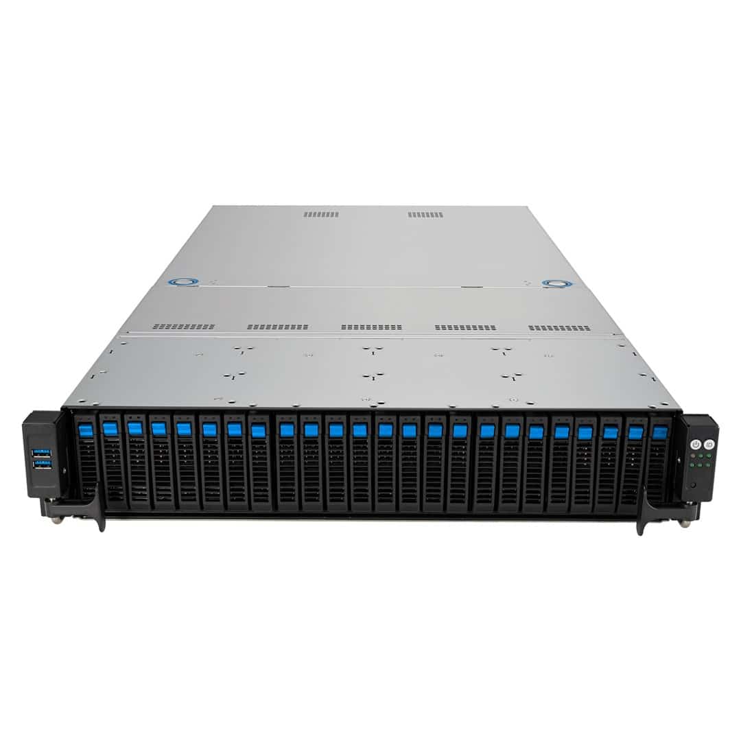 Platforma Asus Rack (2U) RS520A-E12-RS24U AMD Epyc 9004 (16x NVMe, 8x SATA/SAS, 2xM.2, 2xGPU, 2x10Gbe, IPMI, 1+1 1600W) (WYPRZEDAŻ)