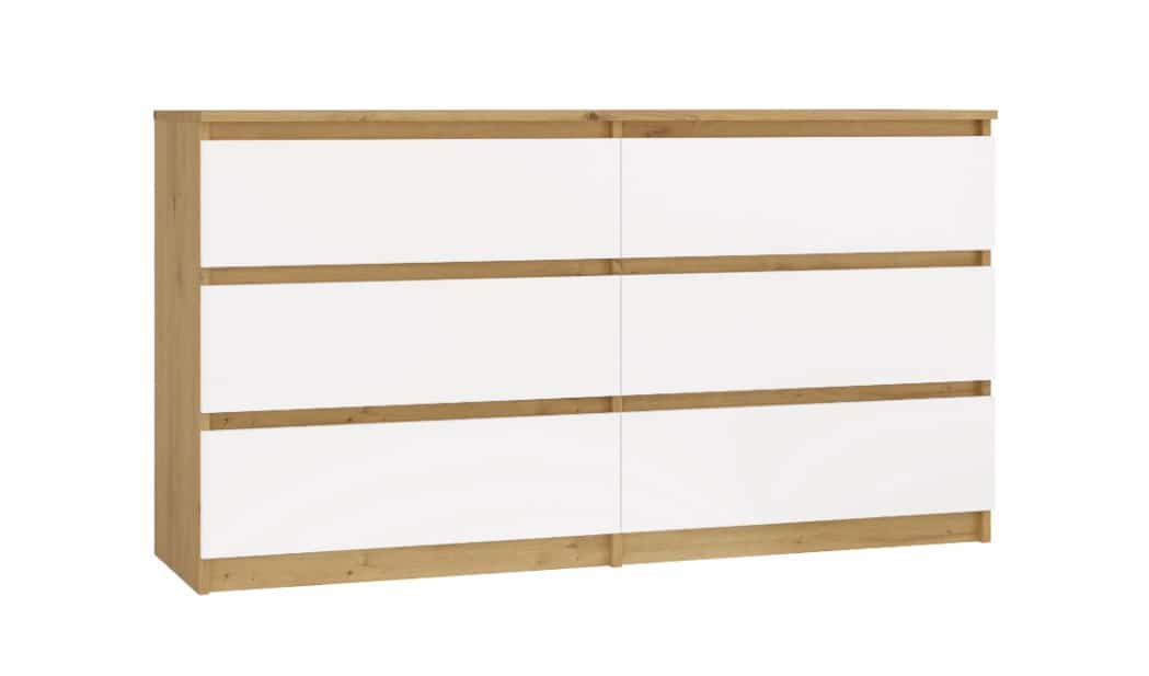M6 MALWA KOMODA 140 CM 6 SZUFLAD ART/BIEL KOMPLET