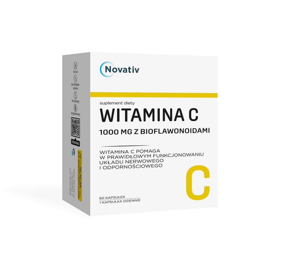 Novativ Witamina C 1000 mg z bioflawonoidami, 60 kaps.