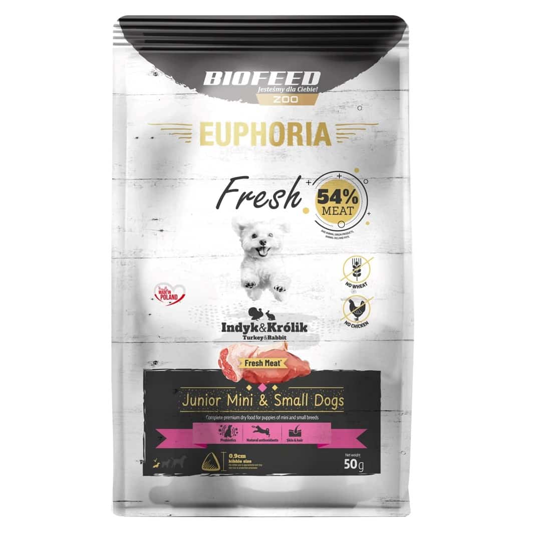 BIOFEED Euphoria fresh meat Junior Indyk/Królik XS/S 50gr