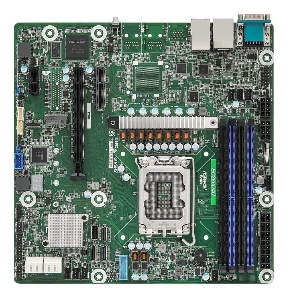 Płyta główna AsRock EC266D4U 1x LGA1700 Intel Xeon E-2400 C266 (4x DIMM, 8x SATA, 4xOCiLink, 1xM.2, 2x1Gbe, IPMI, mATX)