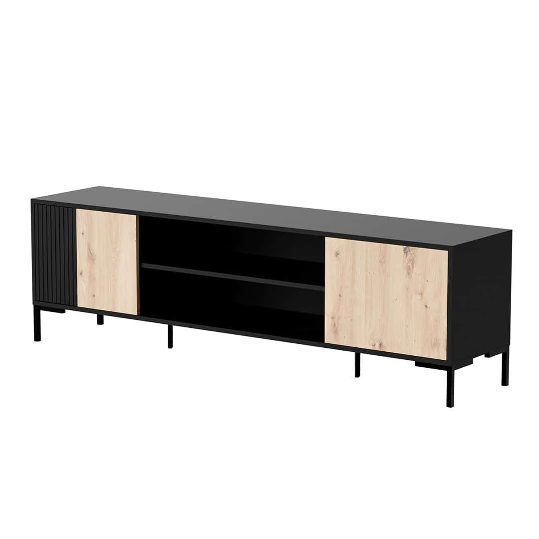 Szafka RTV MERCI 180x40x53,5 czarny/dęb artisan