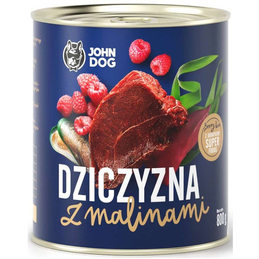 John Dog BERRY Adult dziczyzna z malinami 800g