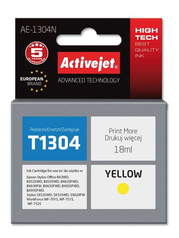 Activejet AE-1304N Tusz (zamiennik Epson T1304; 18 ml; Żółty)