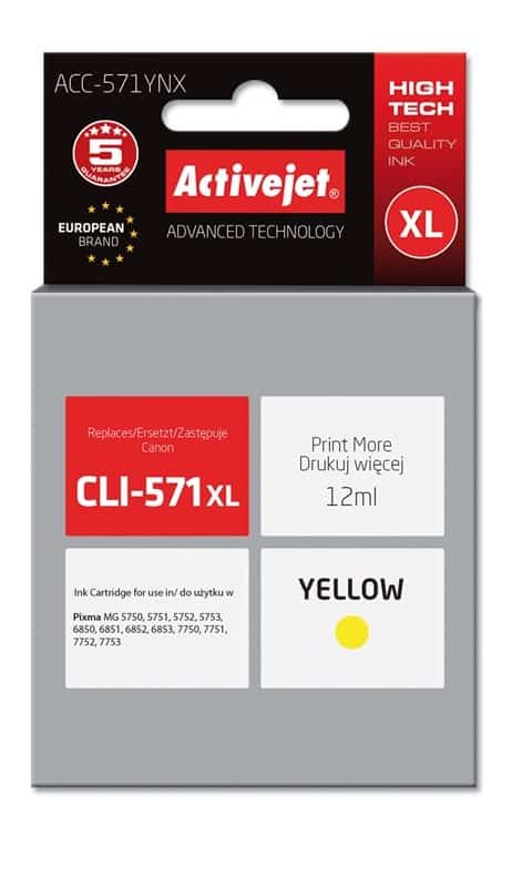 Activejet ACC-571YNX Tusz Zamiennik dla Canon CLI-571XLY
