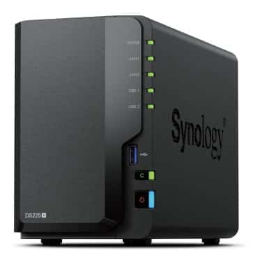 NAS Synology DS225+; Tower; 2x (3.5" SATA HDD/SSD), Intel Celeron J4125; 2GB DDR4 (max. 6GB), 2x 1GbE RJ-45 - Tylko Dyski Synology