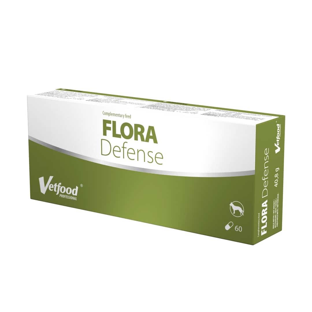 VetFood Flora Defense na biegunkę żołądek brzuch, trawienie jelita pies i kot 60 kapsułek