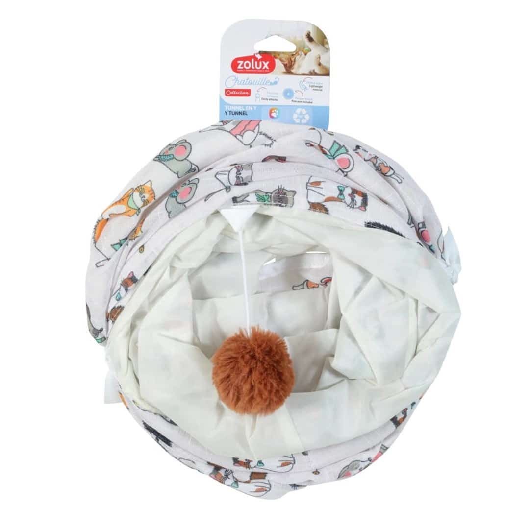 ZOLUX Zabawka dla kota tunel Y wzór koty i myszy CHATOUILLE 40x29x7 cm