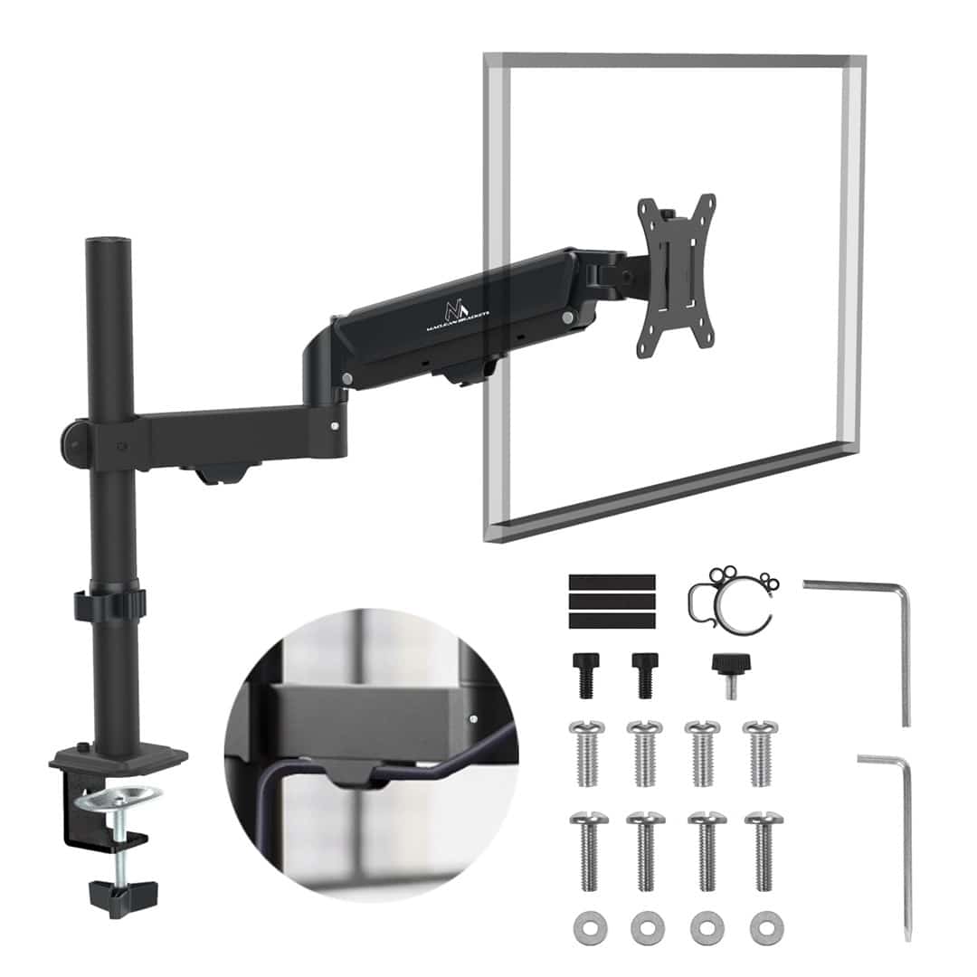 MACLEAN UCHWYT NA MONITOR, SPRĘŻYNA GAZOWA, 17"-32", 2-10KG, CZARNY MC-135