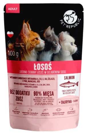 PET REPUBLIC Adult Łosoś drobno siekany - mokra karma dla kota - 100 g