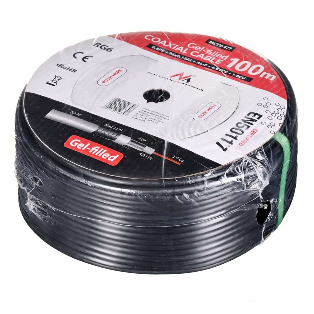 MACLEAN KABEL RG6 100M SATELITARNY 75Ω CZARNY
