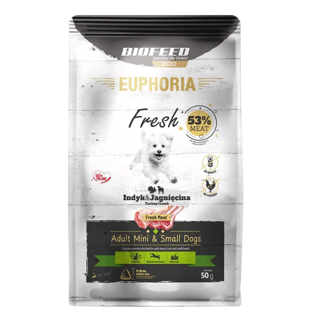 BIOFEED Euphoria fresh meat Adult Indyk/Jagnię XS/S 50gr