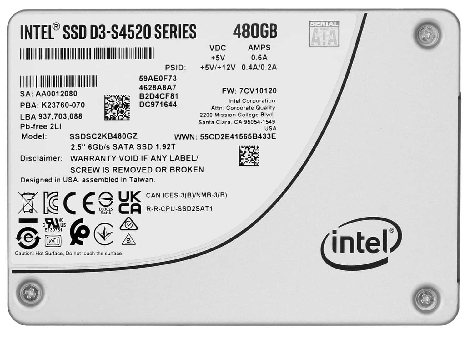 Dysk SSD Solidigm S4520 480GB SATA 2.5"