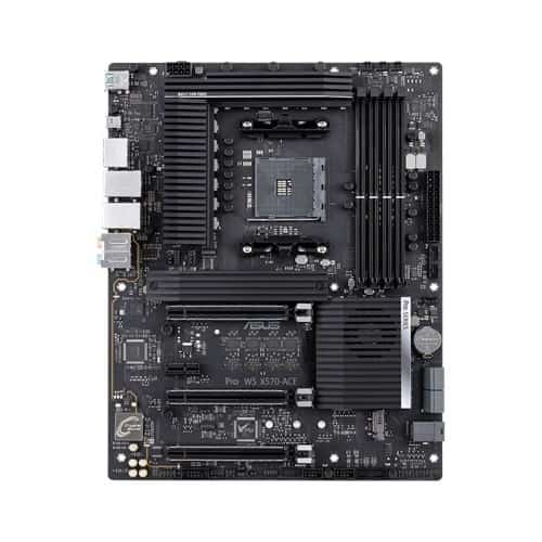 ASUS WS C621E SAGE AMD AM4 X570, 3xPCIe 4.0 x16, 14 with Dr. MOS power stage, 4x DDR4 3200 ECC , Intel Gigabit LAN, 2x M.2, 1x U.2, 3x USB 3.2 Gen 1, 5x USB 3.2 Gen 2 ,  NVIDIA 2-Way SLI/ AMD 3-Way CrossFire, ATX Workstation