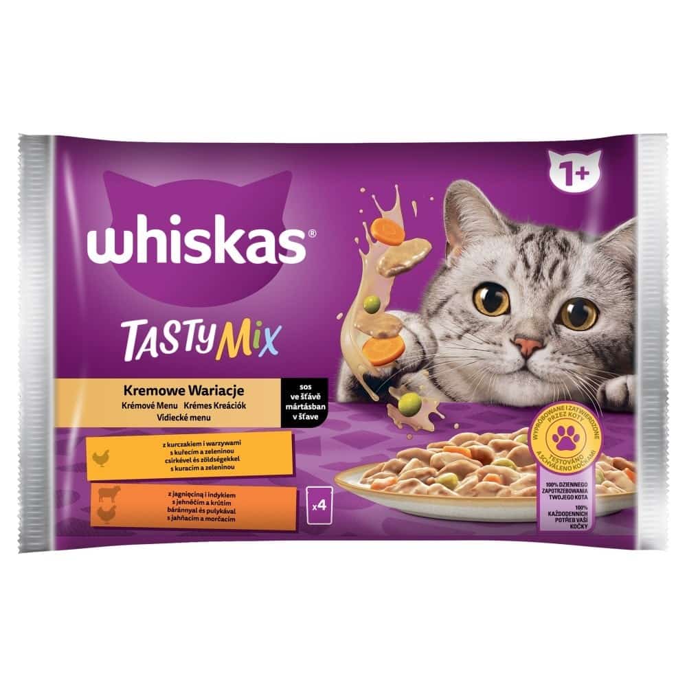 WHISKAS Tasty Mix Kremowe Wariacje w sosie  - mokra karma dla kota - 4 x 85g
