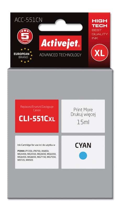 Activejet ACC-551CN Tusz Zamiennik dla Canon CLI-551C