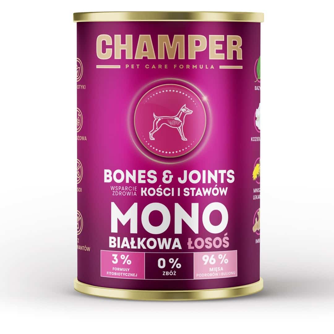 CHAMPER BONES&JOINTS MONOBIAŁKOWA łosoś mokra karma dla psa 400g