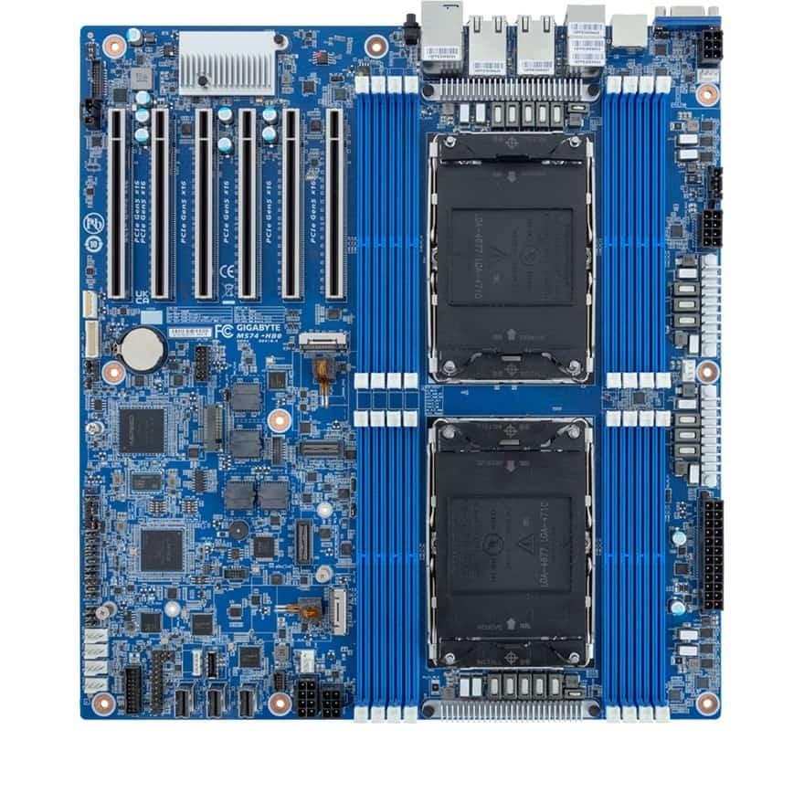 Płyta główna Gigabyte MS74-HB0 2x LGA4710 Intel Xeon 6 SoC (16x DIMM, 3x SlimSAS (12x SATA), 2xM.2, 2x10Gbe, 2x1Gbe, IPMI, E-ATX)