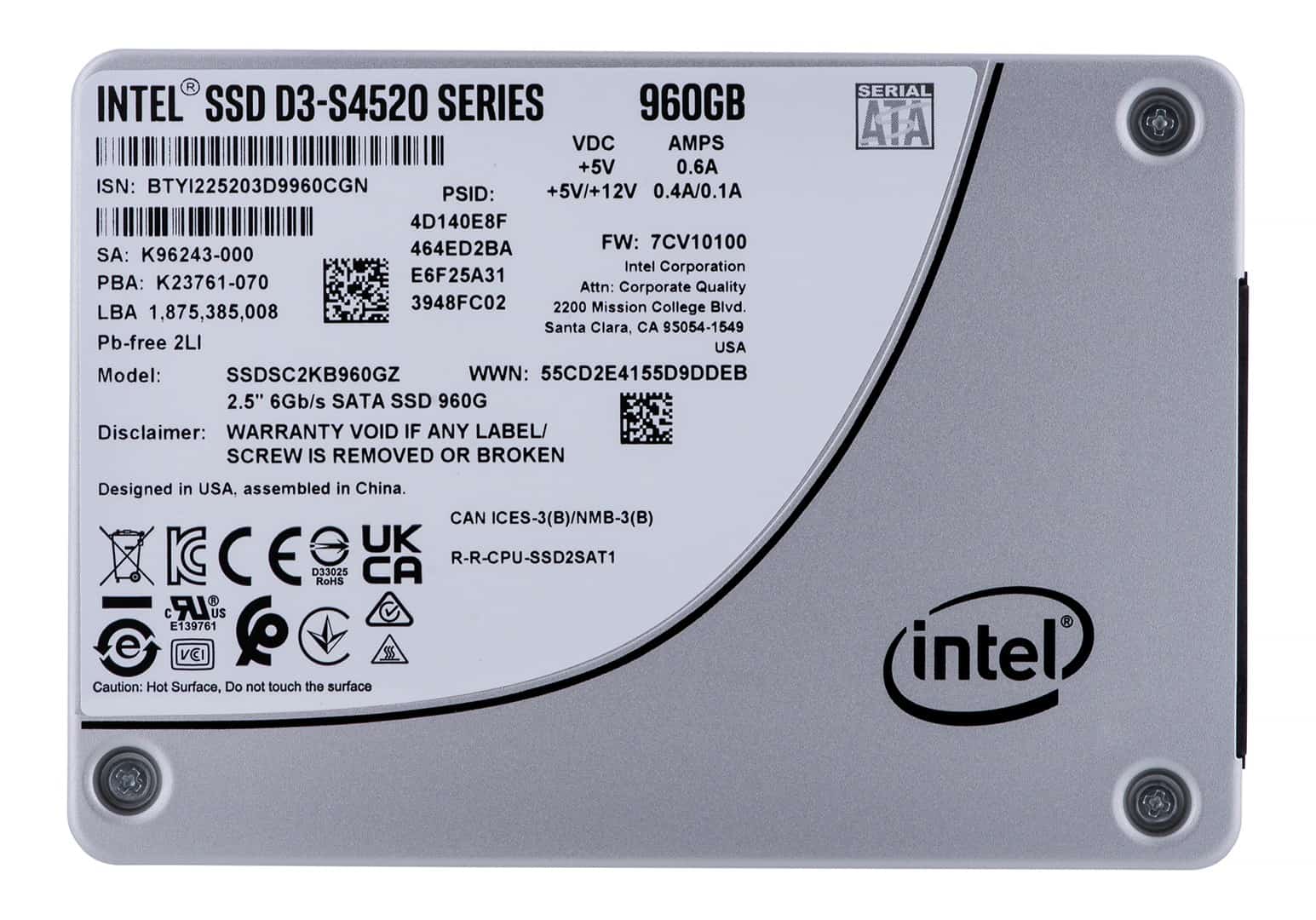 Dysk SSD Solidigm (Intel) S4520 960GB SATA 2.5"