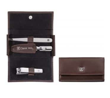 Zestaw podróżny do manicure ZWILLING 97435-006-0 Classic Inox – brązowe, skórzane etui 3 elementy