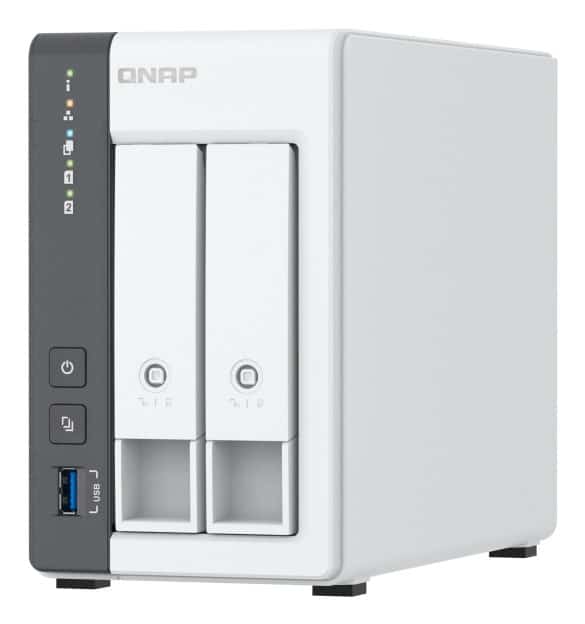 Qnap TS-216G, Tower, 2 x 2.5"/3.5" SATA, ARM 2.0GHz Quad core, 4GB, 1 x 2.5GbE + 1 x GbE, External adapter (PSU)