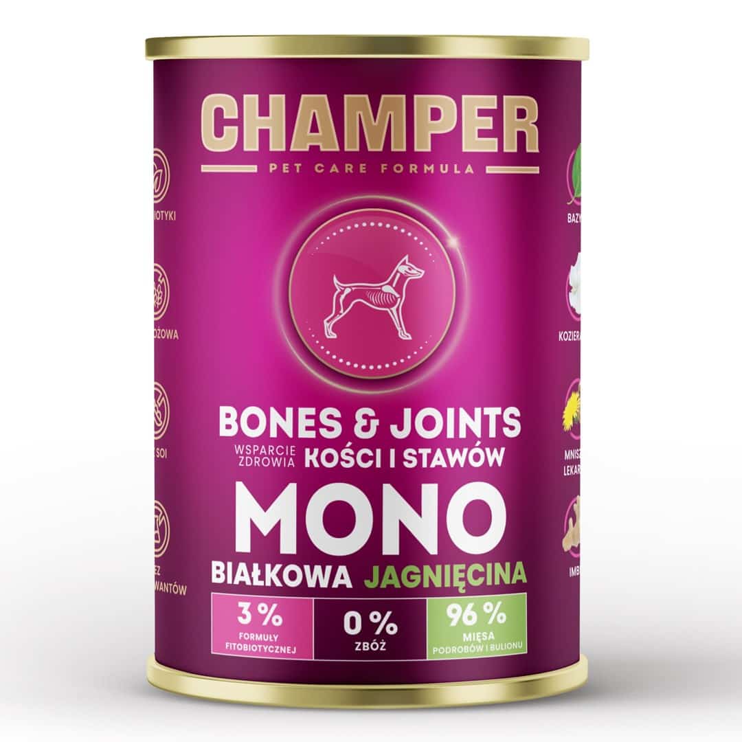 CHAMPER BONES&JOINTS MONOBIAŁKOWA jagnięcina mokra karma dla psa 400g