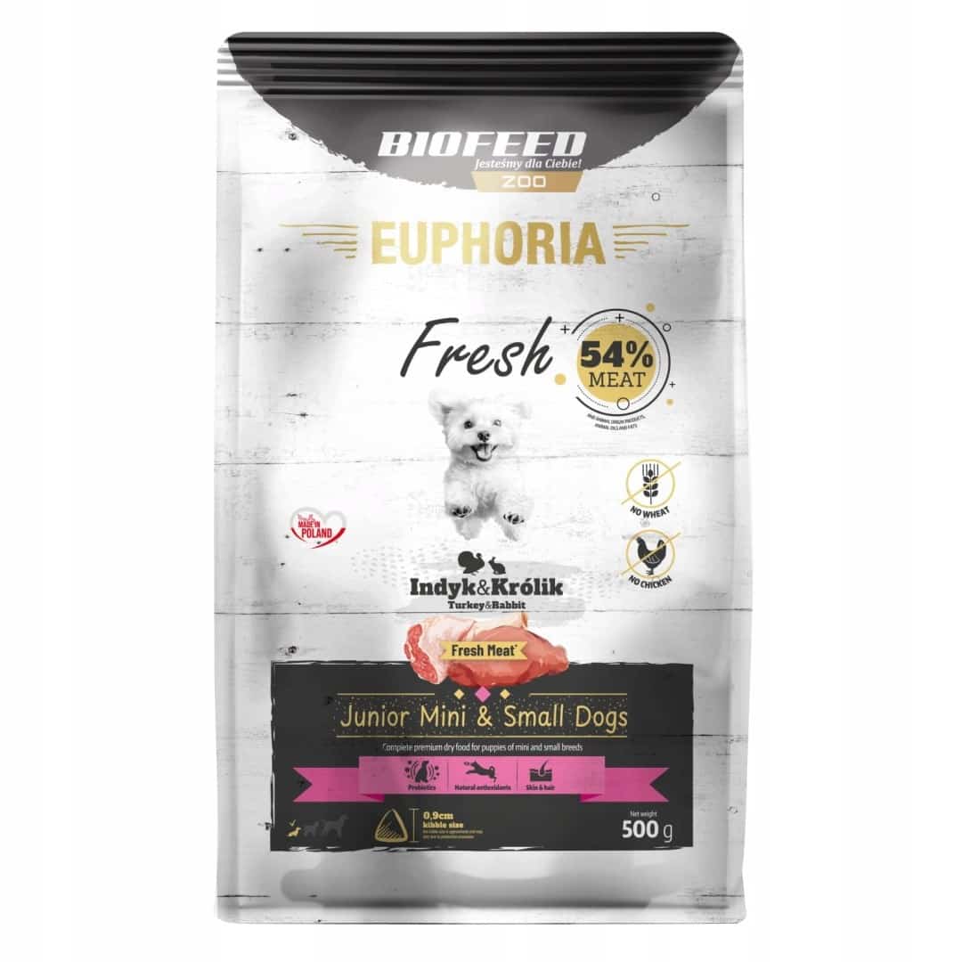 BIOFEED Euphoria fresh meat junior indyk/królik xs/s 0,5kg