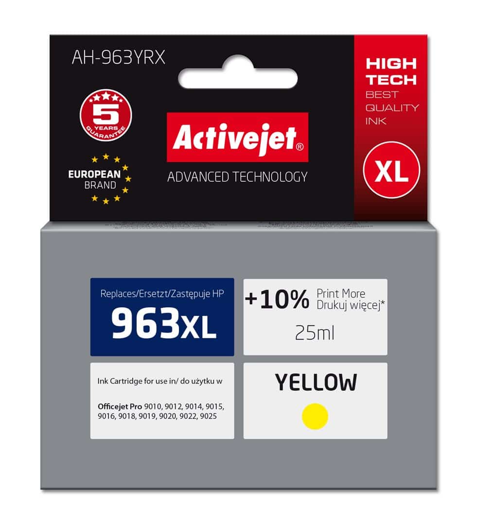 Activejet AH-963YRX Tusz, 25 ml, Żółty, 1760 stron