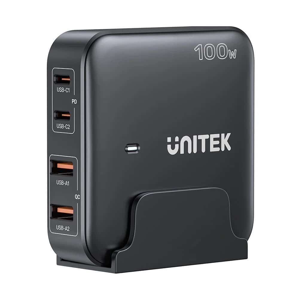 UNITEK ŁADOWARKA BIURKOWA GAN 100W 2XUSB-A 2XUSB-C CZARNA