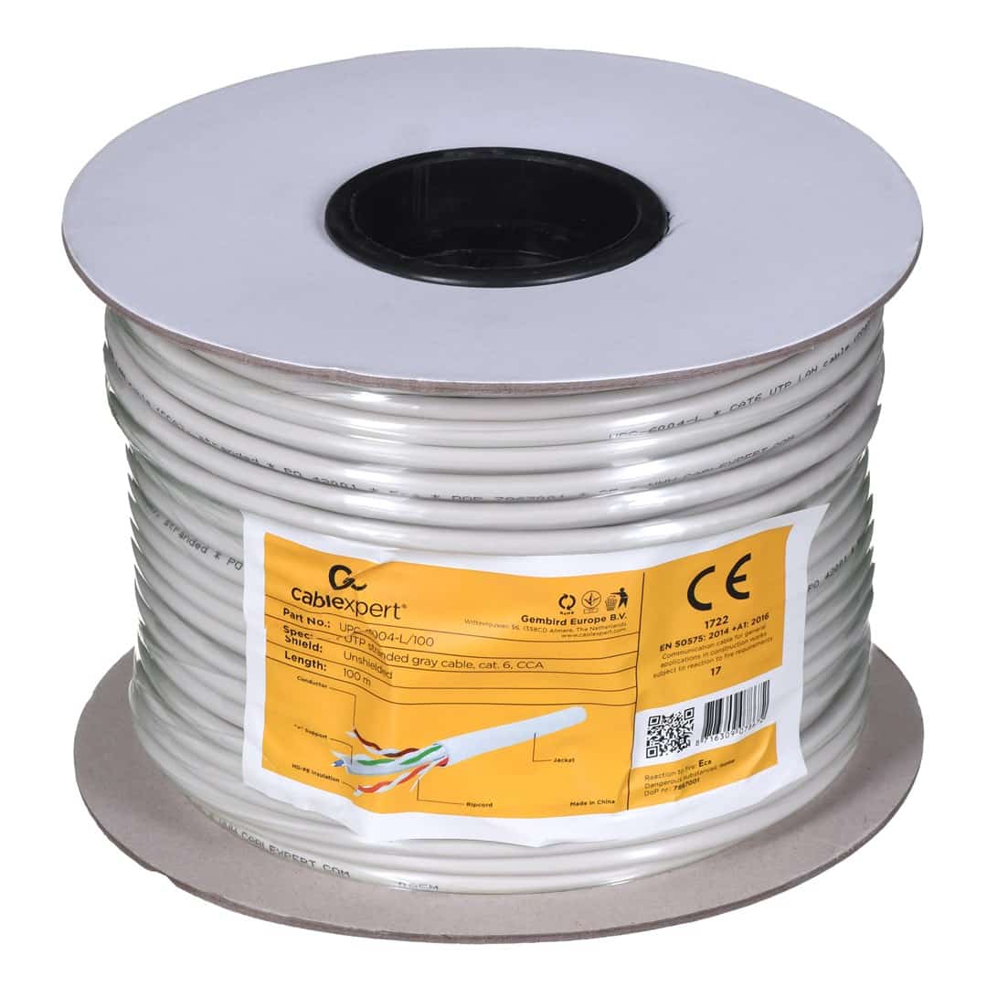 Kabel UTP Gembird kat.6 100m szary AWG24 CCA