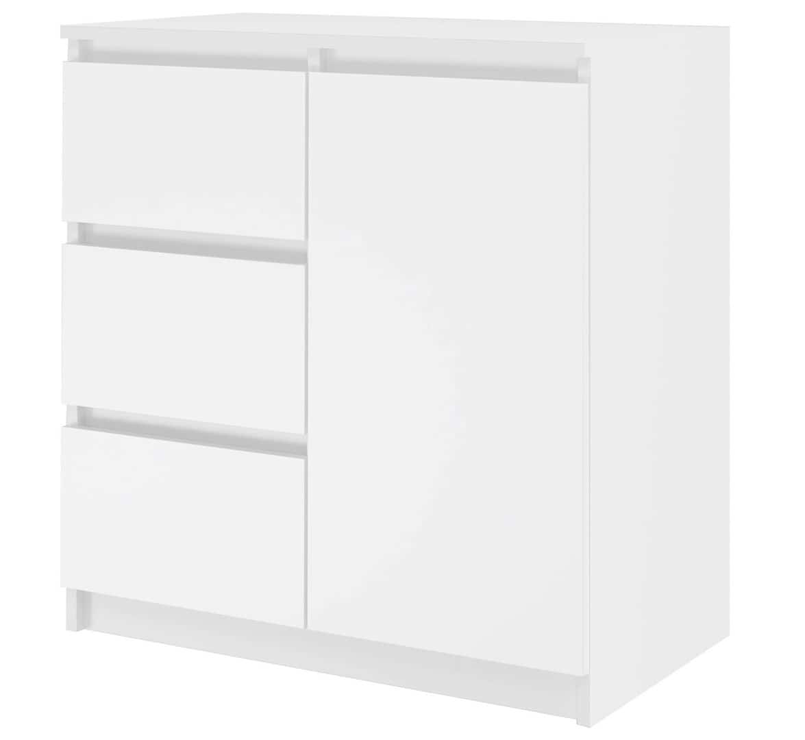 KOMODA 1 DRZWI 3 SZUFLADY BIEL KOMPLET