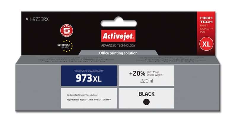 Activejet AH-973BRX Tusz 220 ml czarny - HP PageWide Pro
