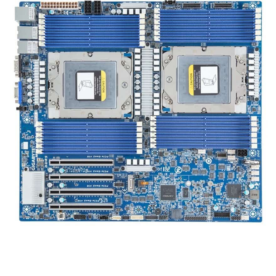 Płyta główna Gigabyte MZ73-LM0 2x SP5 AMD Epyc 9004 Soc (24x DIMM, 2x MCIO 8i, 1x SlimSAS (4x SATA), 1xM.2, 2x10Gbe, IPMI, E-ATX)