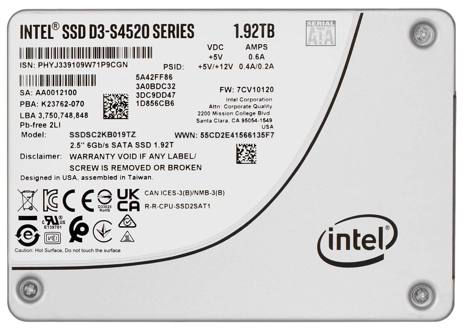 Dysk SSD Solidigm (Intel) S4520 1.92TB SATA 2.5"