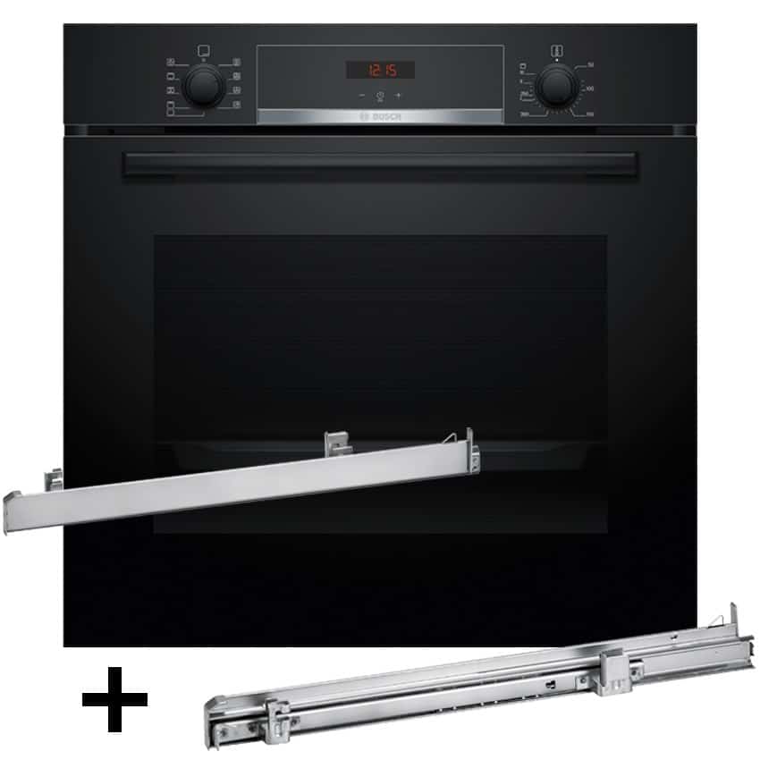 Piekarnik BOSCH HBA514BB3 + prowadnice teleskopowe 1 poziomowe BOSCH HEZ538000