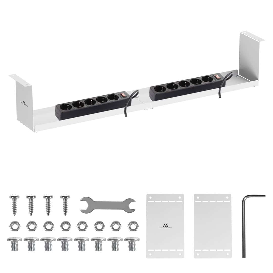 MACLEAN KOMPAKTOWY ORGANIZER PODBIURKOWY NA KABLE, MAX. OBCIĄŻENIE 5KG, BIAŁY, MC-107 W