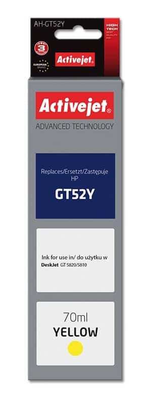 Activejet AH-GT52Y Buteleczka z tuszem, 70 ml, żółty, kompatybilna z HP
