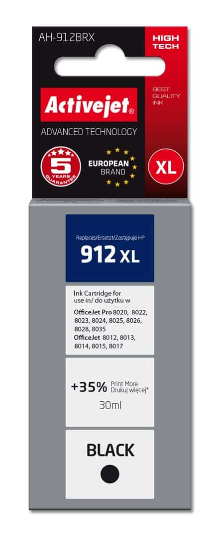 Activejet AH-912BRX Tusz, 30ml, czarny, kompatybilny z HP