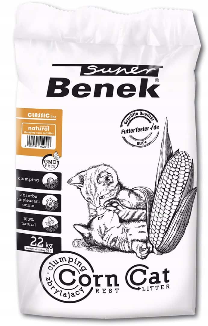 SUPER BENEK Corn Cat Naturalny - żwirek do kuwety -  35 l