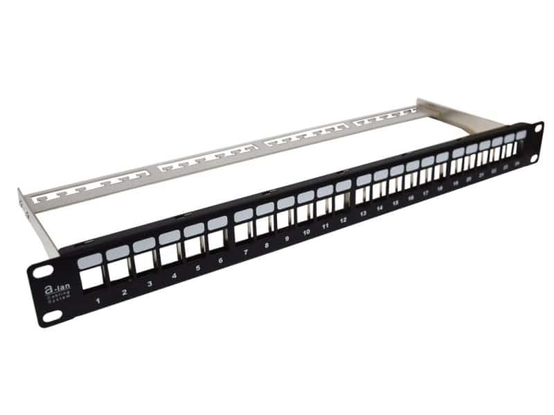 Patch panel 19" ALANTEC modularny 24 portów 1U z podporą niewyposażony