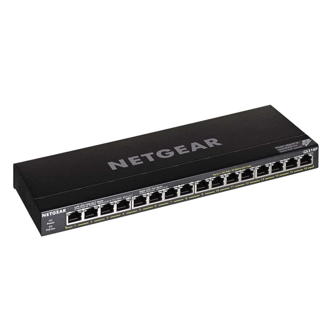 Switch Netgear GS316P-100EUS 16p PoE 115W* (PoE+: 16p) Unmanaged Gigabit